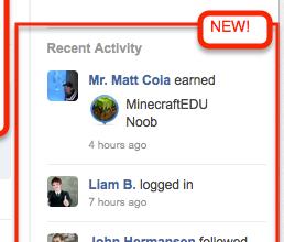 Recent Activity Receive live information about students and teachers