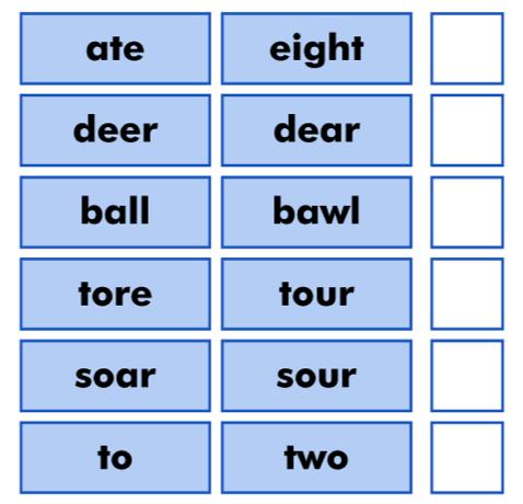 Grade 4 ELA Identify the correct homonym