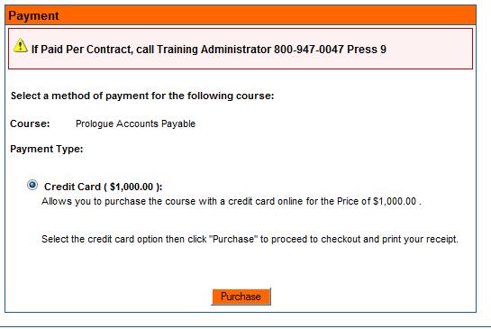 9. Payment screen appears. Select the Purchase button below. Note: Payment option is Credit Card only.