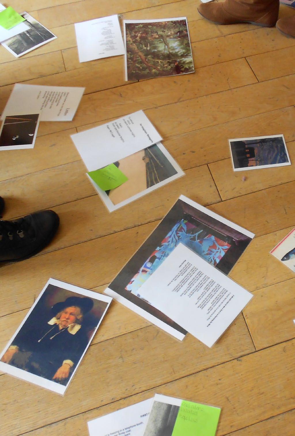 An activity using poems and images at a Poetry Train session