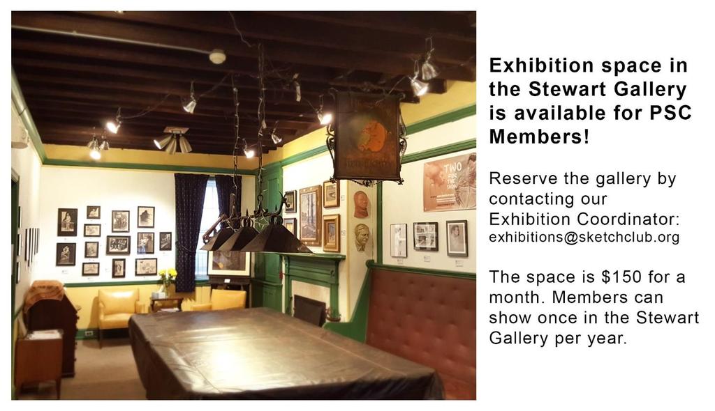 2018 Stewart Gallery Schedule Stewart Room Reserved for the 155th Exhibition of Small Oil Paintings April 9th May 5th See the 2018 Exhibition Schedule Important Dates for all PSC Activites Did you