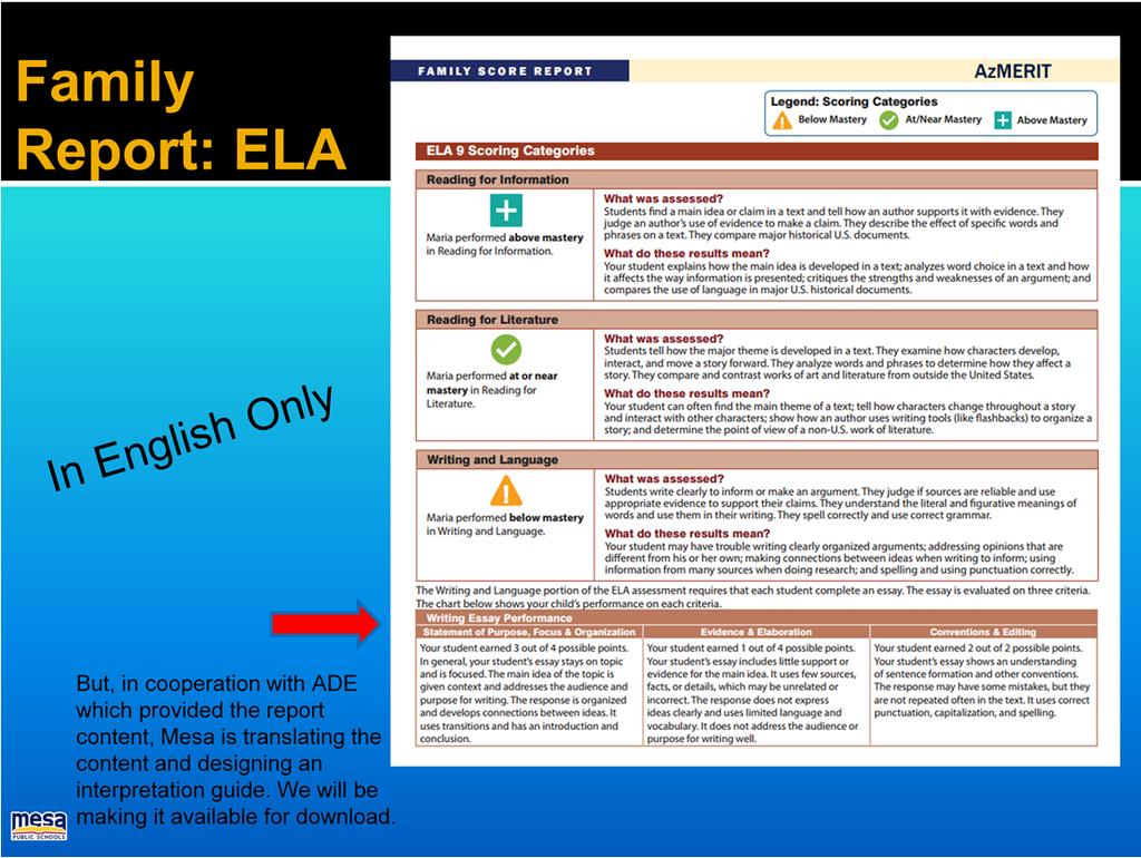 This is the ELA standard report.