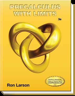 Precalculus NEW with Limits 's Precalculus with Limits is known for delivering sound, consistently structured explanations and exercises of mathematical concepts, with a laser focus on preparing