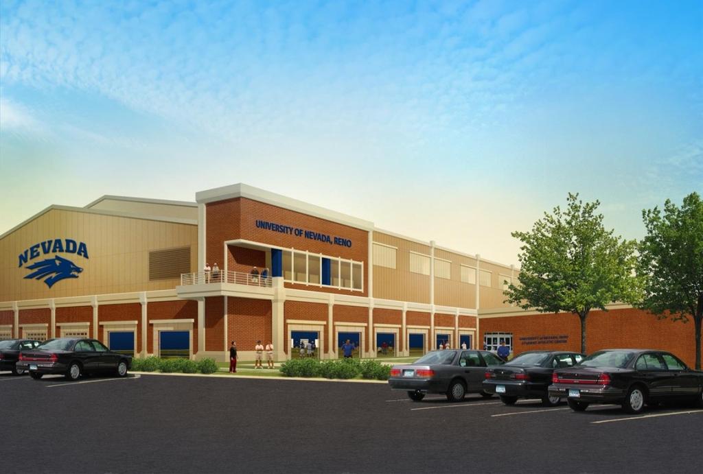 Field House $22M, Single Story, 120-150,000 SF Planned for existing outdoor tennis court site / east of Mackay Stadium Full synthetic turf football field, ½ soccer pitch 6 lane 300