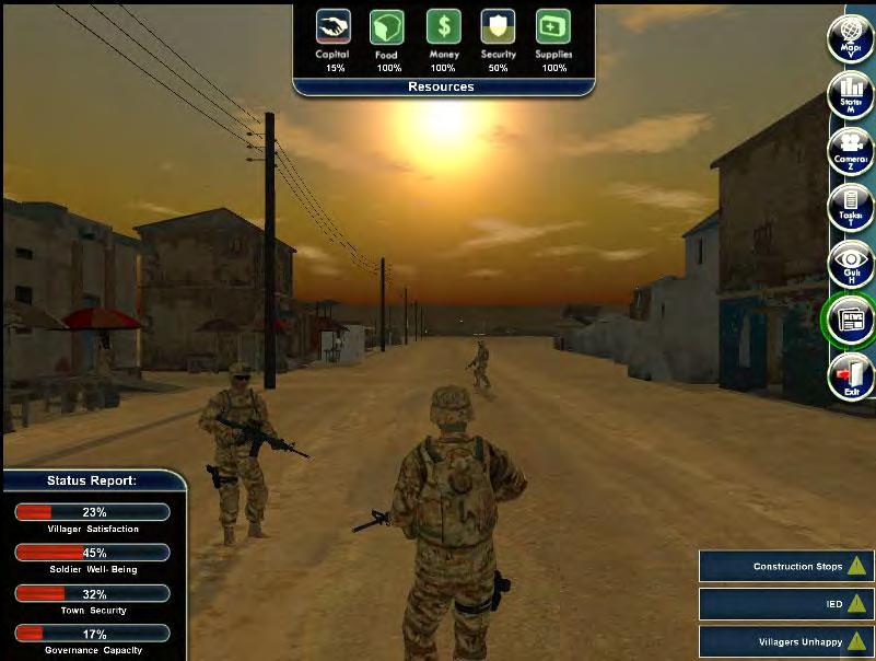 Examples of Simulation Gameplay This picture below displays the user interface that the learner uses to navigate through the simulation.