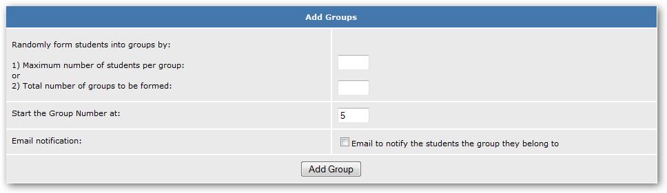 To change students from one group to another, you must delete that group and add the group again with updated group number.