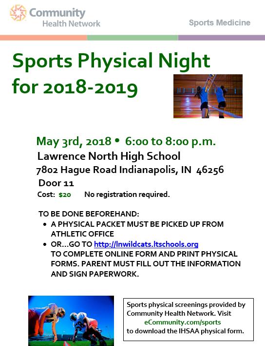 COMMUNITY HEALTH NETWORK SPORTS PHYSICAL NIGHT THURSDAY, MAY