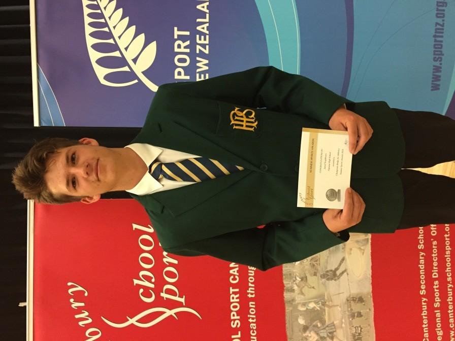 Sport News 2018 School Sport Canterbury Summer Sport Awards On Thursday afternoon Jared Neighbours (Year 13) attended the 2018