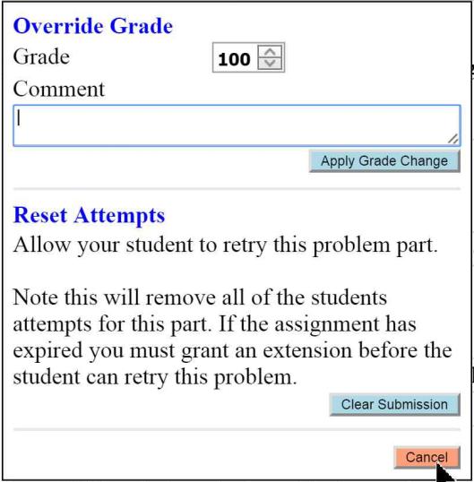 Grade Override By clicking on the Grade Override option, you can change the grade that student made on