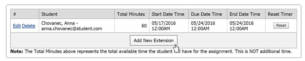 Manage Extensions for an Assignment On the Assignment Edit/Create screen, you can change the due date on an assignment, as long as no students have submitted answers for that assignment.