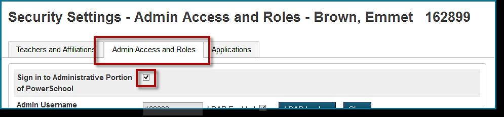 Change, if needed. d. If you made changes to this page, click Submit. 4. Next, select the Admin Access and Roles tab.