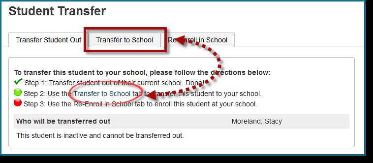 On the District Search Results page, click the edit (pencil) icon under the current school to access the Student Transfer page.