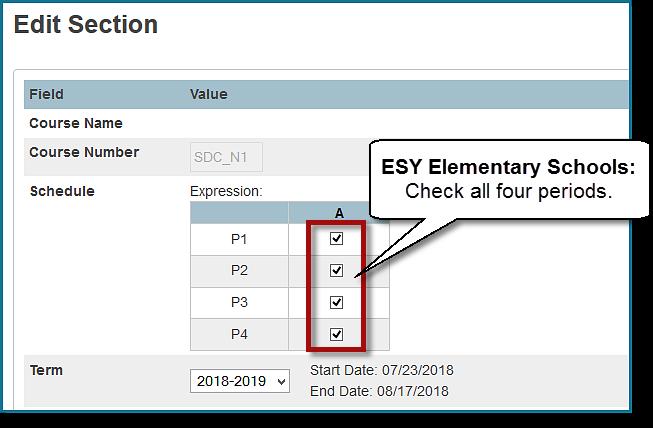 On the Summer School Start Page under Setup, click School. On the School Setup Page, under Scheduling, click Sections.
