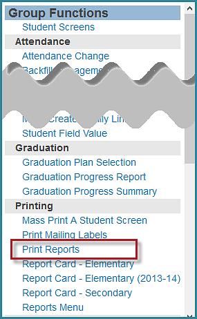 From the Start Page, select the student(s). 2. Click Select Functions.
