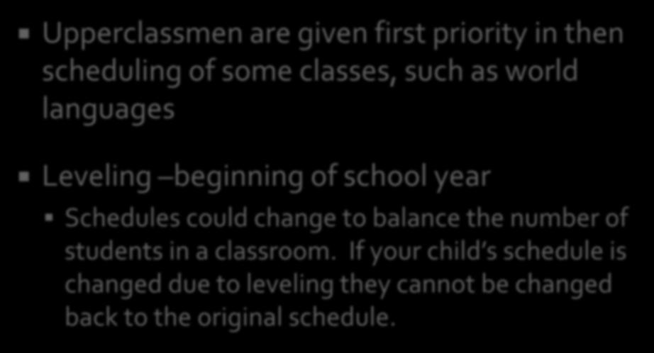 change to balance the number of students in a classroom.