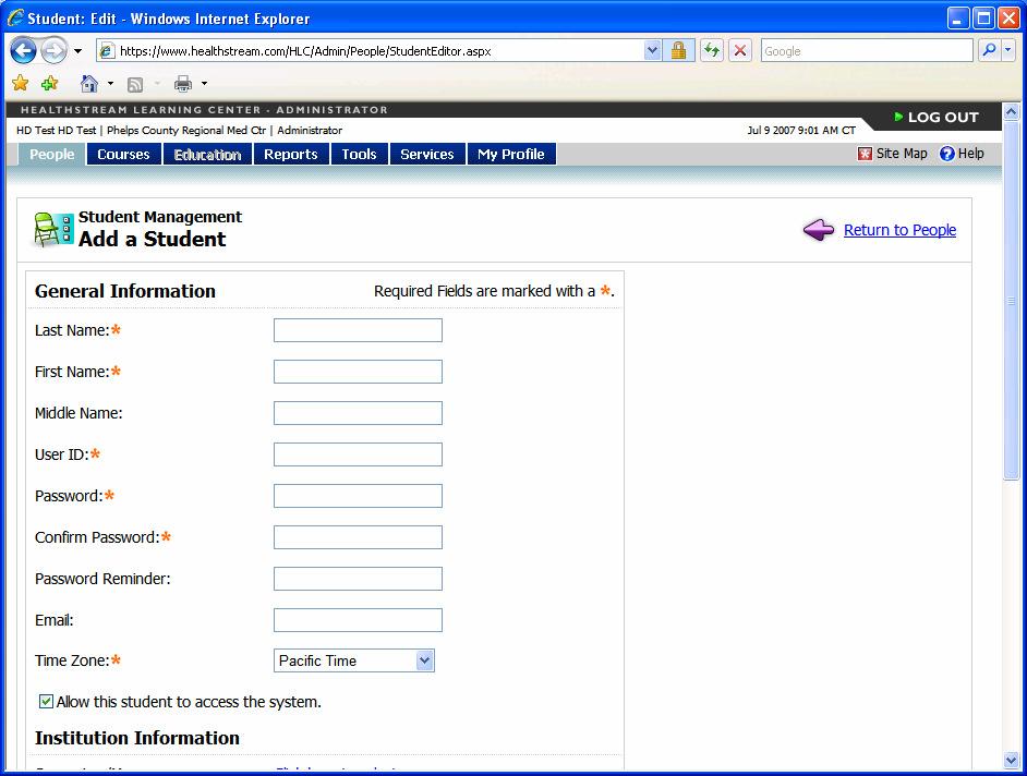 To add a student, simply enter the student s details and select Save. 2.