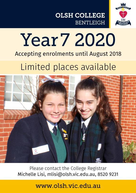 For those families with Year 7 2019 students the College is accepting applications