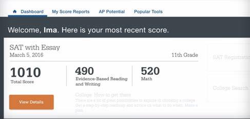 Understanding Your Score Report Overall Scores TOTAL SCORE: SCORES RANGE FROM 400-1600 Scores for English (Evidence-Based Reading and Writing) and Math each range from 200-800.