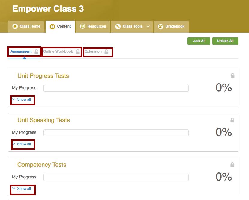 Enabling/Disabling content in your class You can enable or disable content in your class either to all students or to