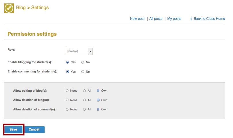To get an overview of student activity in the blogs, select Statistics on the main blog page: Here