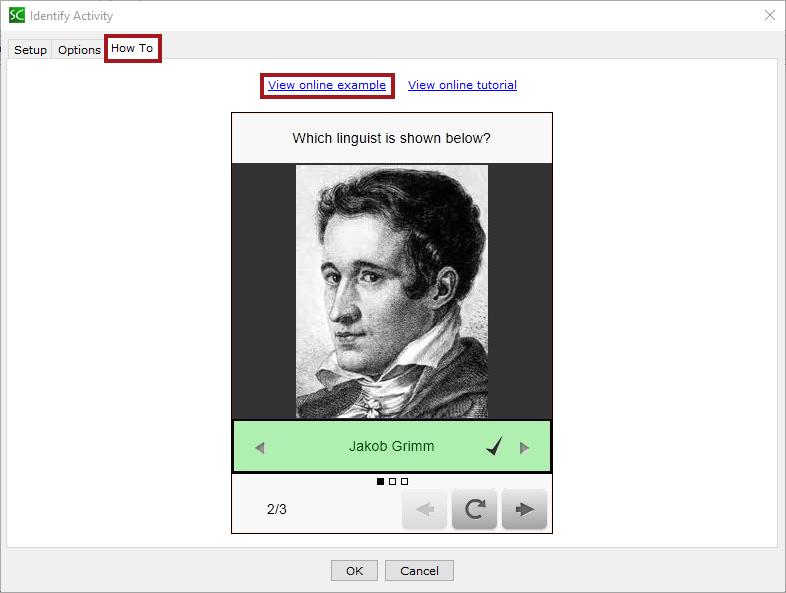 Figure 5 - Instruction for the Identify Activity 6. Select the How To tab to see an example of this activity type.