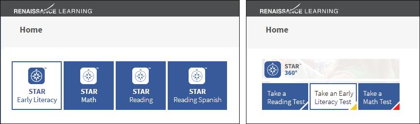 Enter your user name and password and select Log In. When all students are logged in, continue. Select Star Early Literacy or Take an Early Literacy Test on the Renaissance Place Home page.