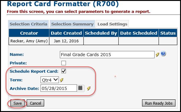 be viewable by parents and students, enter or select a different date on which to publish the report card