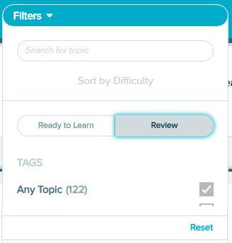 By default, the Show All Topics filter is selected to show all Ready to Learn topics in the Topic Carousel.