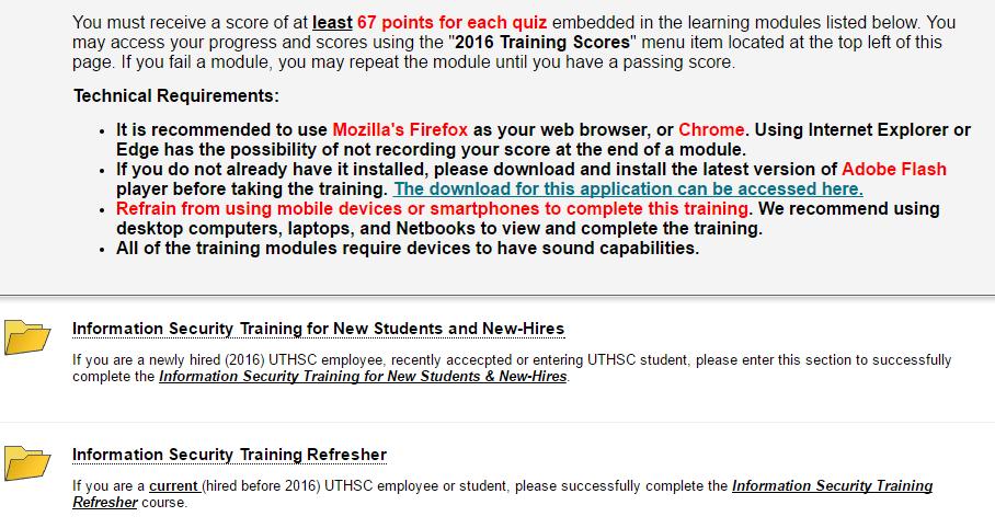 You should now see the Training Modules page.
