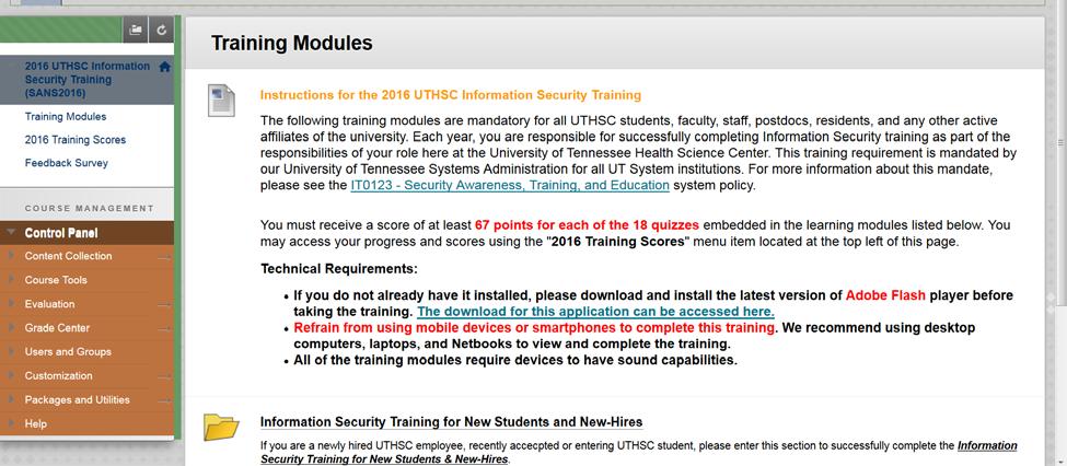 12. If you would like to retake a training module, click the