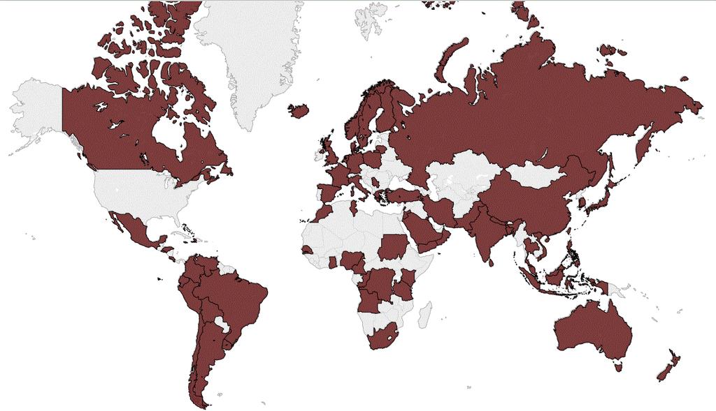 Texas State International Students from Around the World The countries highlighted