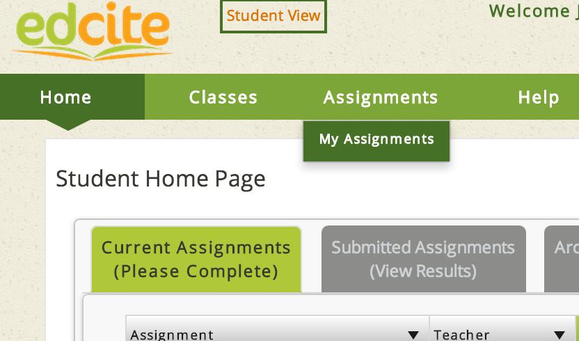 Re-Take Assignments 1. Instruct your students to go to www.edcite.