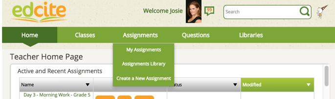 How to Find an Assignment Report 1. From the top navigation bar, click Assignments and then My Assignments to find assignments. 2.