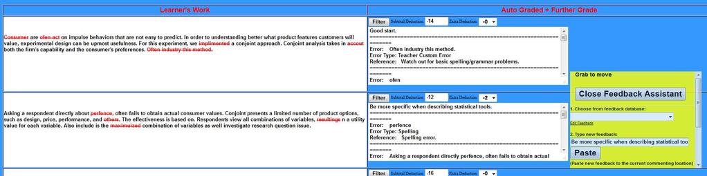 Teacher Manual Chapter 3: Grade Homework 19 Figure 3-19: Type New Feedback Comments Edit feedback database After inputting new feedback