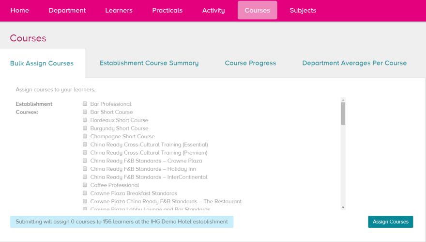 Course reports 3 Click Establishment Course Summary,