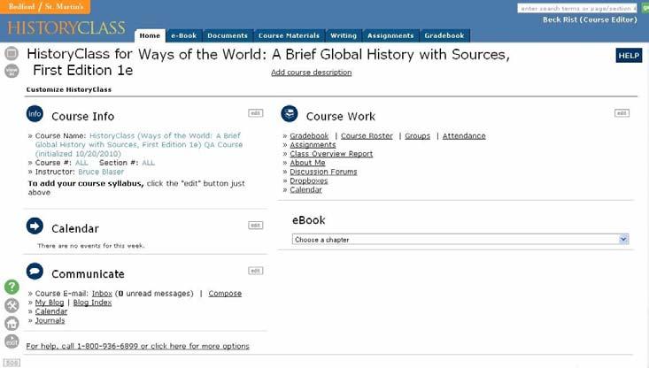 6 The Home Page Once you ve logged in, you will arrive on the Home page, where you can access all the resources in HistoryClass.