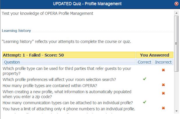 To see the history for a specific quiz, click on the plus sign (+), in the Summary column. The screen will list the number of attempts you have taken on a quiz, as well as the completion status.