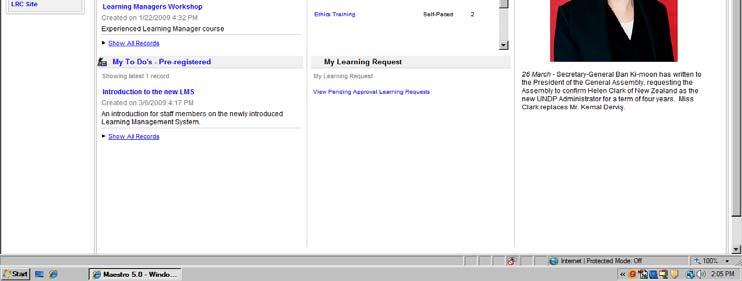Procedure In this example the Learner has been Pre Registered for a workshop called 'Introduction to the new LMS'.