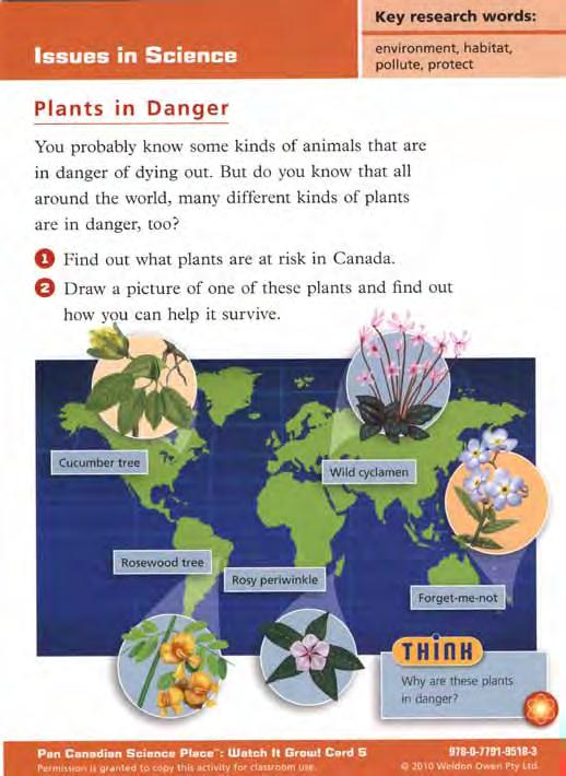 Activity Description: Students click on the blue dots to find out about endangered plants around the world.