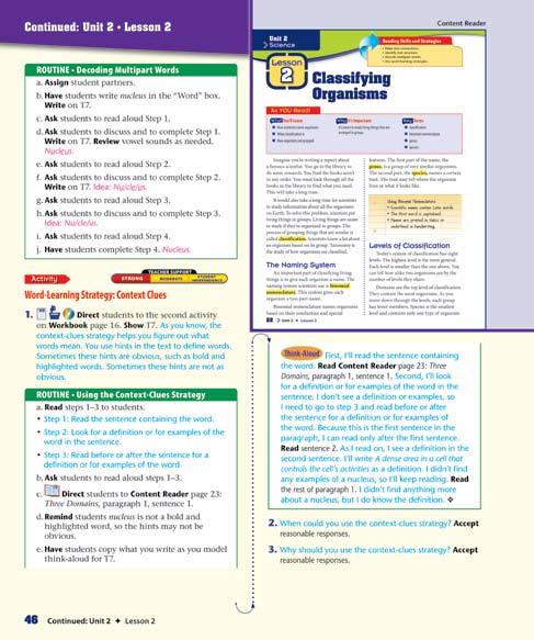 Comprehending Content-Area Text Content-Area Text Sample Lesson Sample Lesson Student daily reading mirrors content from popular science and social studies texts Word-learning strategies prepare