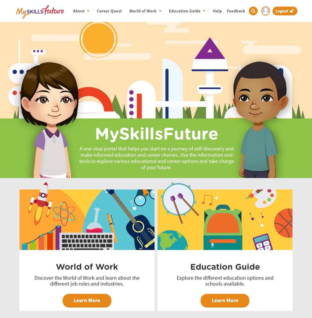 Introduction to MySkillsFuture Student Portal Figure 1-2: MySkillsFuture Portal (Primary) homepage (before login) You are able to view the following without logging in: About - MySkillsFuture for