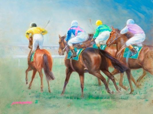 Australia for over three decades. In his works, Simpson captures a broad range of equine imagery using oils, watercolours, gouache or pencil.