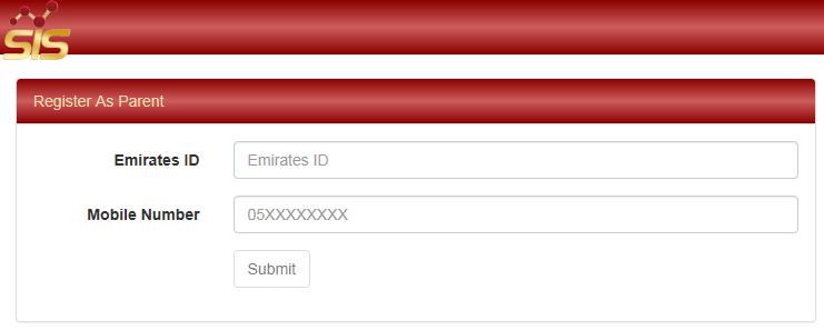 Create a New SIS Parent Account When you click on the Register as a Parent link in the home screen you will be directed to the registration page where you will fill your information, as shown in