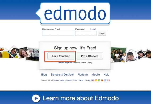Edmodo Tutorial How to Sign Up as a Teacher 1. Visit www.edmodo.com and select the I m a Teacher button to create your free account. 2.