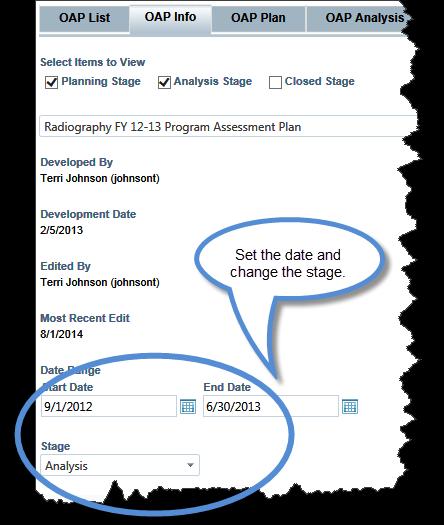 Program Assessment Plan Tab Use this page to add a new outcome assessment plan or clone an