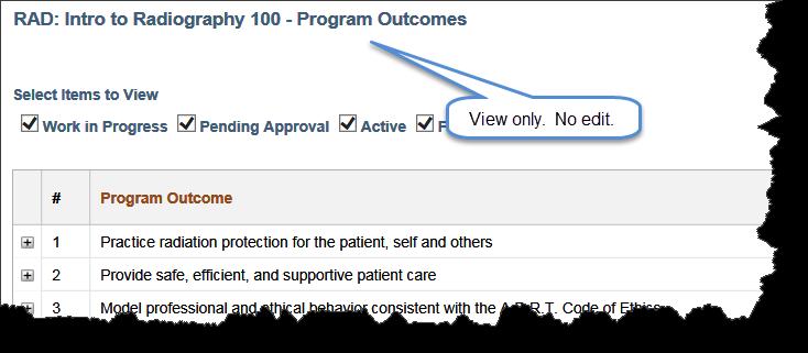 Course Outcome Summary Tab Program outcomes represent the field-specific skills, attitudes, and abilities to be mastered by learners completing a program or certificate.
