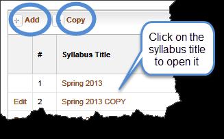 My Syllabus Tab My Syllabus Tab In WIDS, a syllabus is linked to an individual instructor who teaches a course. You can create multiple syllabi for a single course.