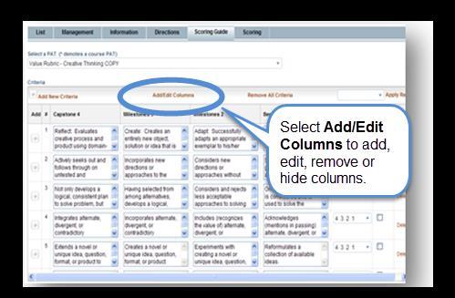 Select Add/Edit Columns to add, edit, remove or hide columns. 11.