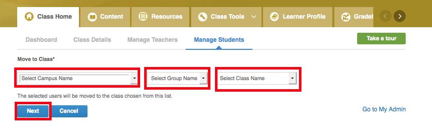 Select Confirm to continue, and the students will be moved to the other class. Viewing the content in classes 1.