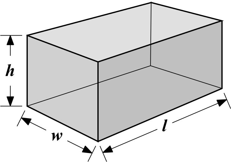 cylinder: 2πrh Volume of a rectangular prism: lwh Surface